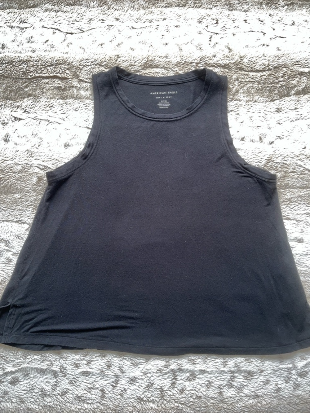 American Eagle Outfitters Black Ribbed Tank Top - Scoop Neck
